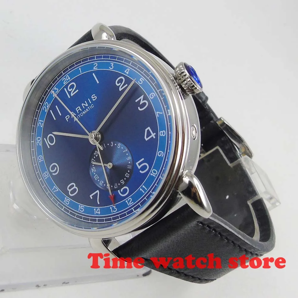 Мужские механические часы Parnis 2019 42 мм GMT автоматические стальные