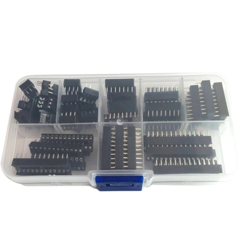 

66 шт. DIP IC розетки адаптер тип пайки комплект розеток 6,8,14,16,18,20,24,28 Pin для PCB Diy Kit