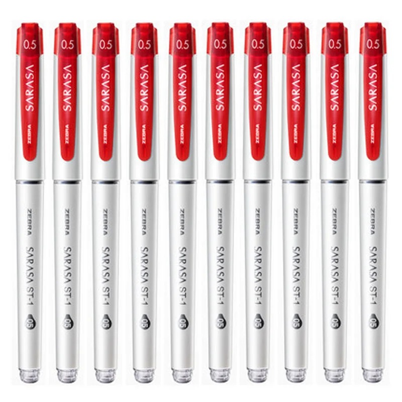 10pcs red Зебра 5/10 шт. ручка с чернилами стандартных цветов JJZ58 SARASA 0,5 мм Большой Ёмкость студент экспертизы подпись в офисе ручка красный, синий и черный - Цвет: 10pcs red