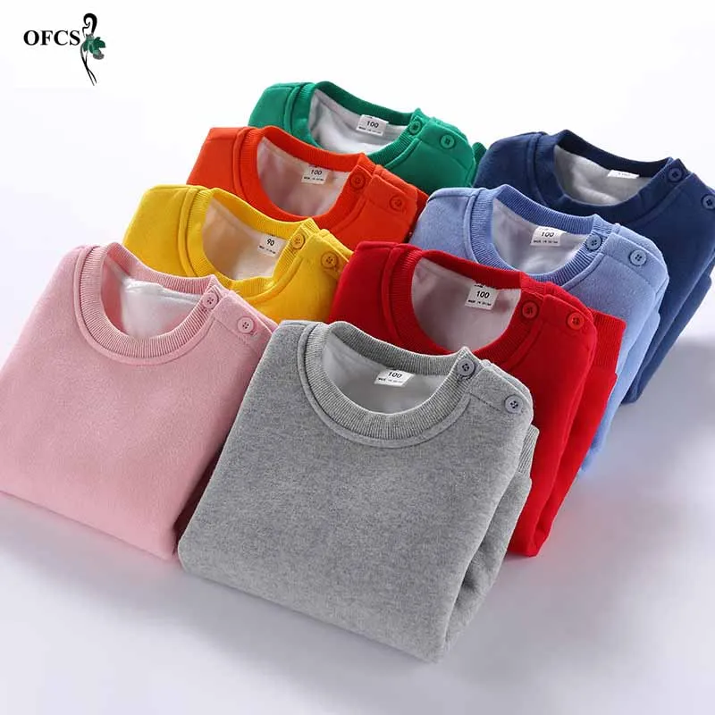 Новый осенний утепленный детский флисовый свитер костюм с рисунком теплая