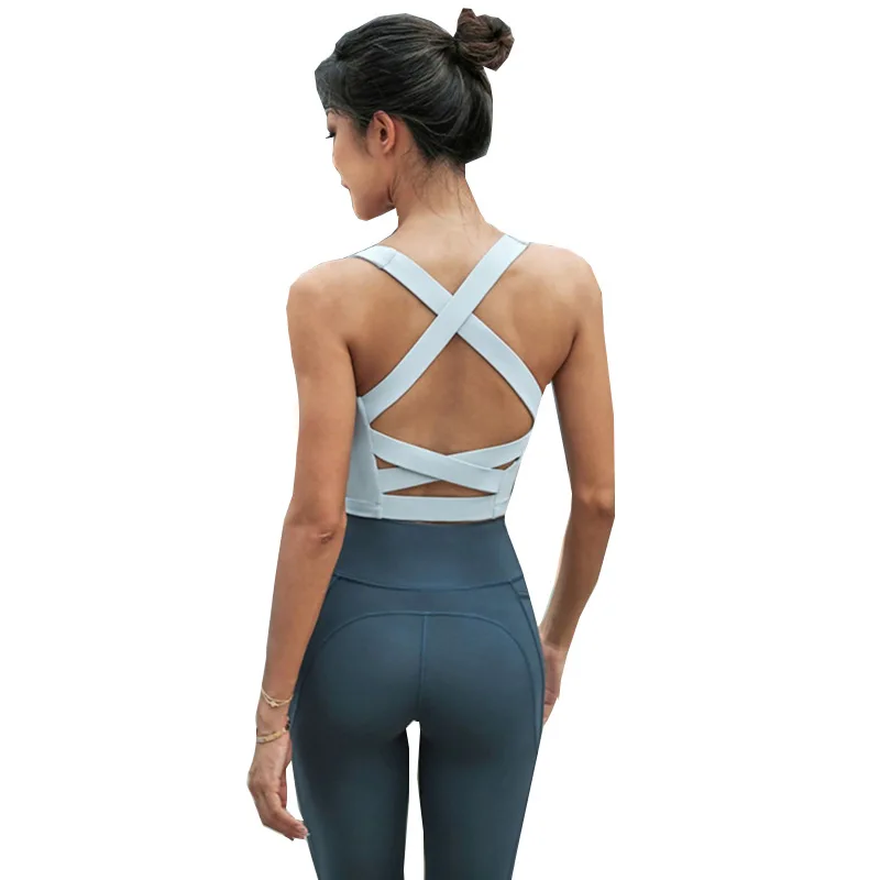 Бюстгальтер женский спортивный для бега тренажерного зала с широкими лямками |