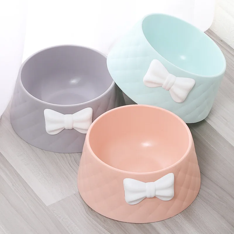 

Pet Cat Feeding Food Bowls Puppy Kitten Lovely Bowknot Feeder Dish Bowel Bow Cat Bowl Anti Skid Travel Small Dog Food Water Bowl