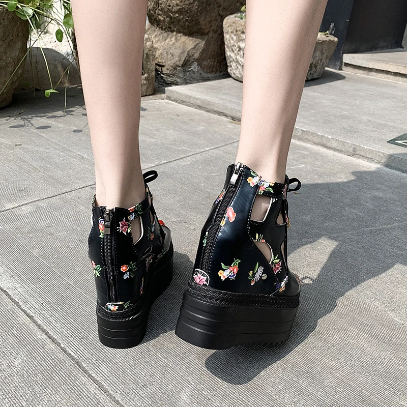 

Rimocy Chunky Platform Sandals Women Summer Super High Heels Hidden Wedge Shoes Woman Cut Out Height Increasing Sandalias 2020