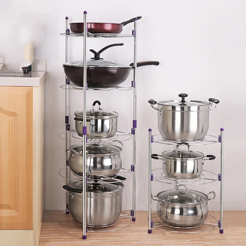 Кухонная Подставка для хранения кастрюль с крышкой Органайзер держатель стойки