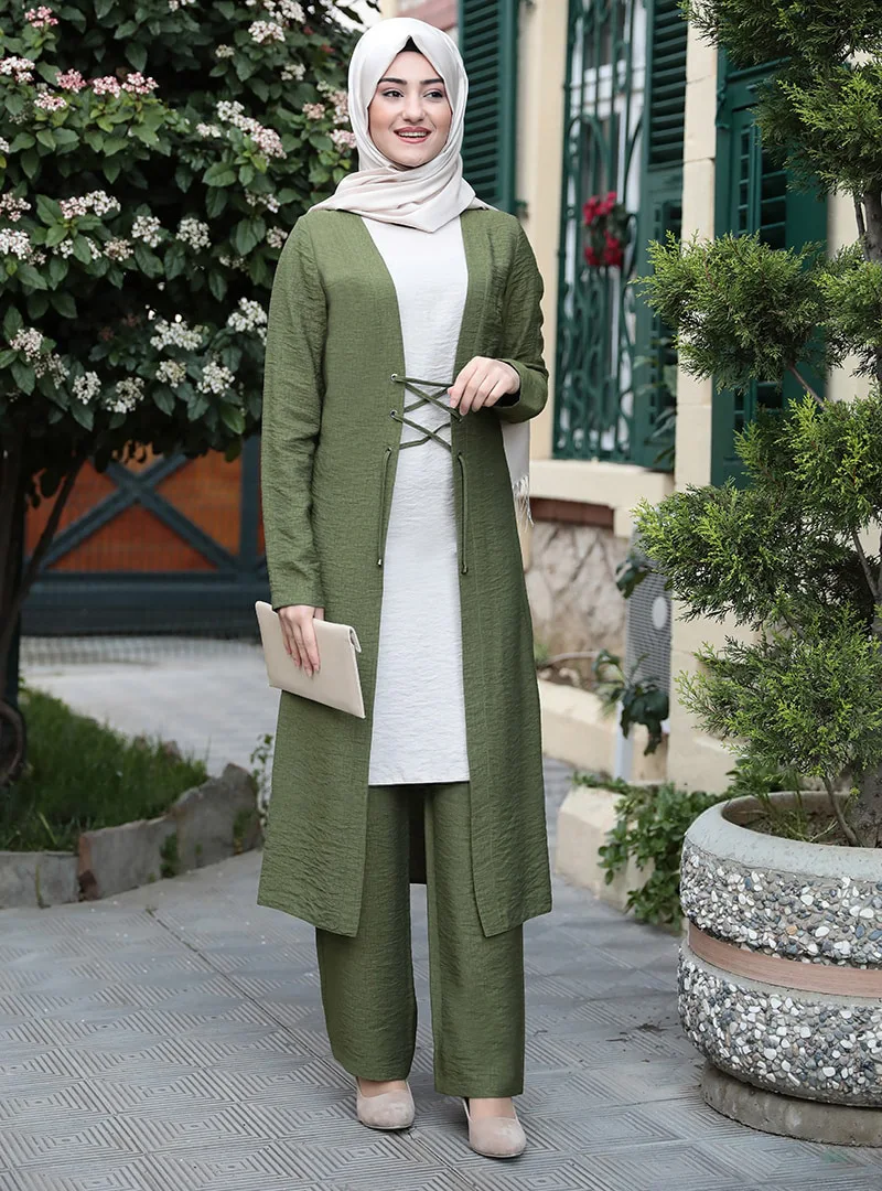 Элегантный костюм из трех предметов комплекты для мусульман богослужение платье