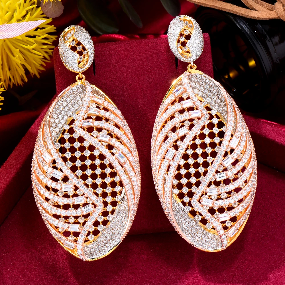 

Missvikki High Quality Luxury Big Oval Drop Earrings For Women Wedding Geometric Earring Brincos Female DIY Fashion Jewelry Gift