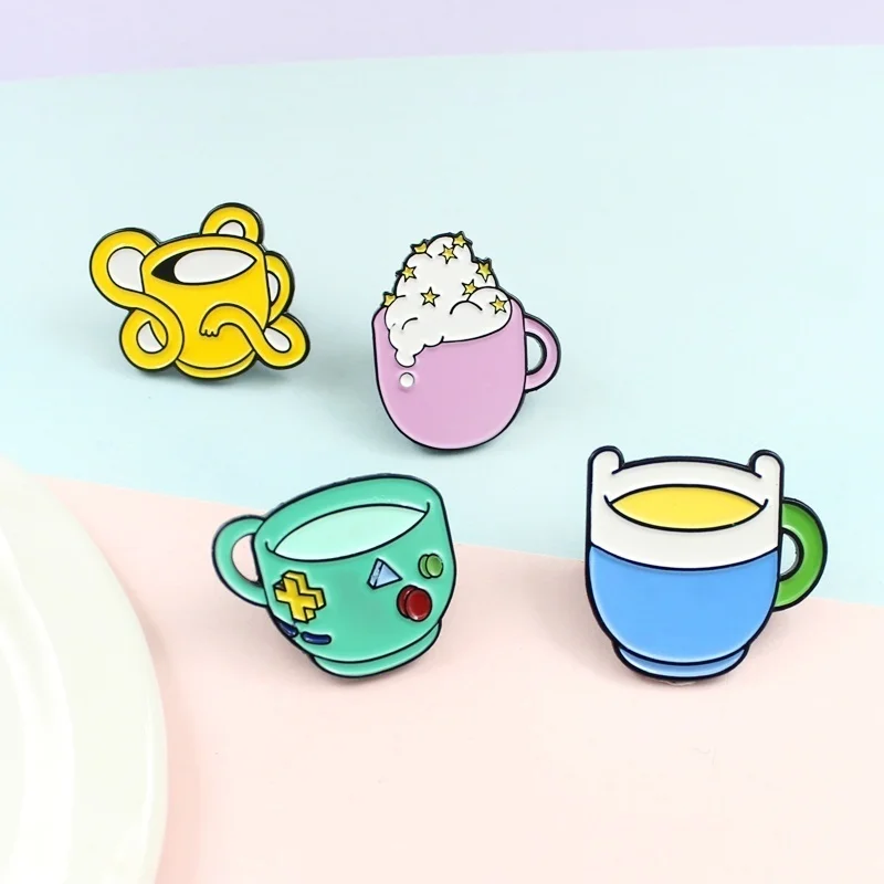 Супермилая красочная эмалированная брошь в виде мультяшной чашки принцессы для