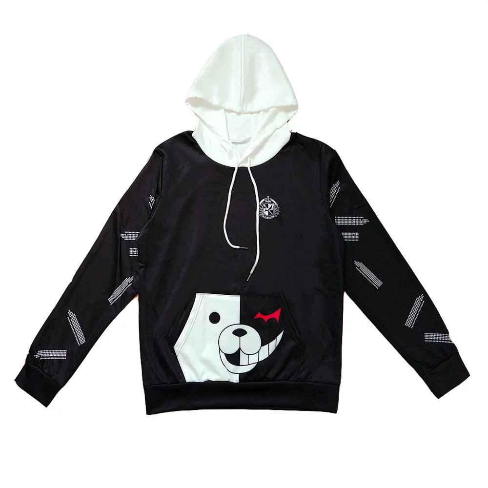 Danganronpa Косплей Монокума костюм унисекс свитер с капюшоном глубоким вырезом и