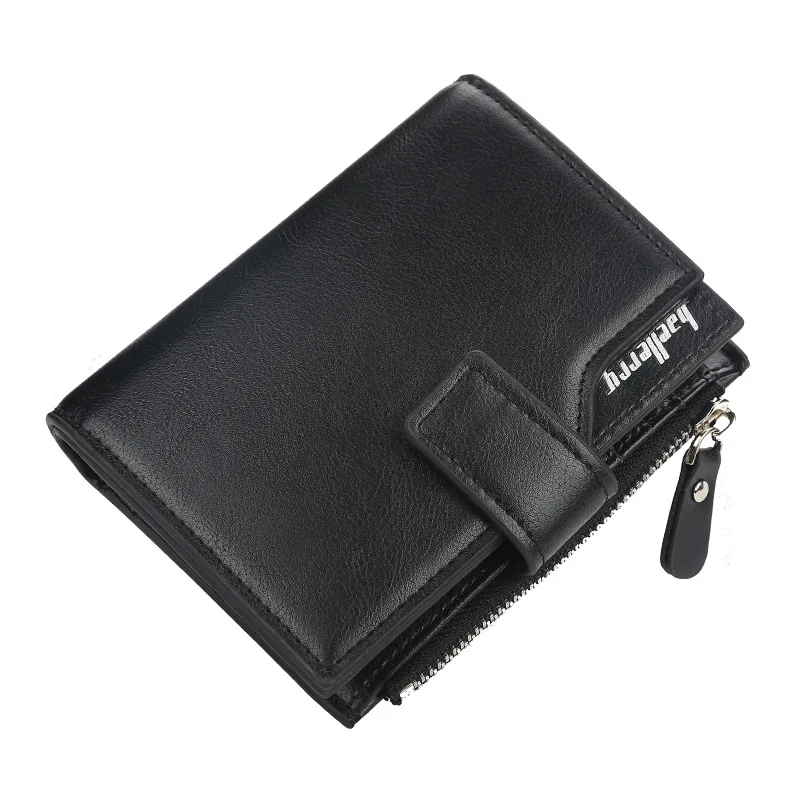 Baellerry Business Wallet Men Leather Men Wallets Purse Short Design Male Clutch Leather Wallet Mens Money Bag Quality Guarantee - Цвет: BLACK