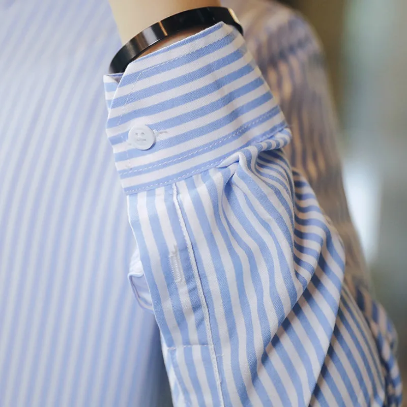 

Shirts Men Striped Turn-down Collar Slim Fit Male Clothes Mens Comfortable Korean Style Long Sleeve Shirt New Fashion Daily Chic