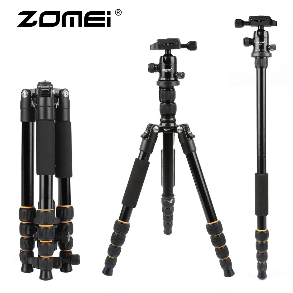 

ZOMEI Lightweight Portable Q666 Professional Travel Camera Tripod tripode aluminum tripod Head Monopod for digital DSLR camera