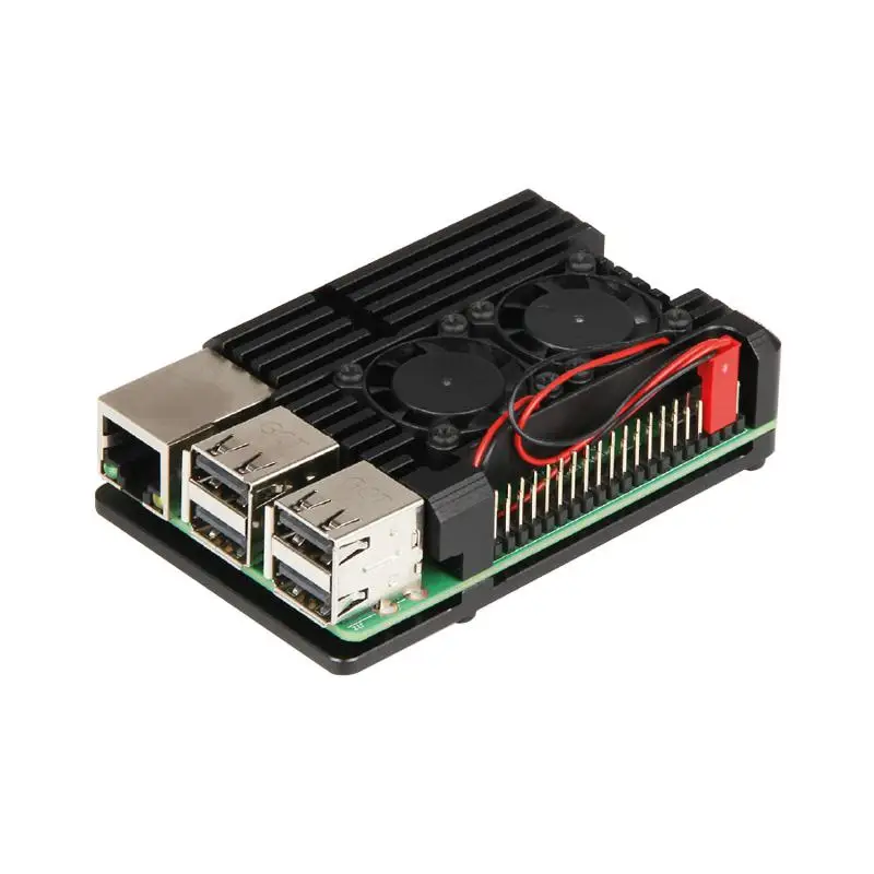 Алюминиевый Чехол Raspberry Pi 3 с двойным охлаждающим вентилятором металлический корпус черный корпус для RPI Raspberry Pi 3B/3B