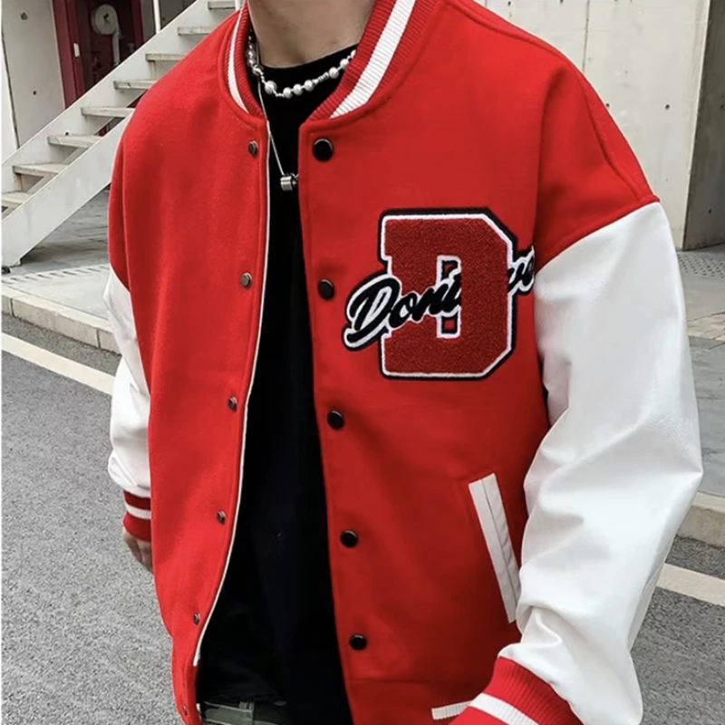 

American letter towel embroidered high-quality jackets coats women's street hip-hop loose baseball uniform couple casual jacket