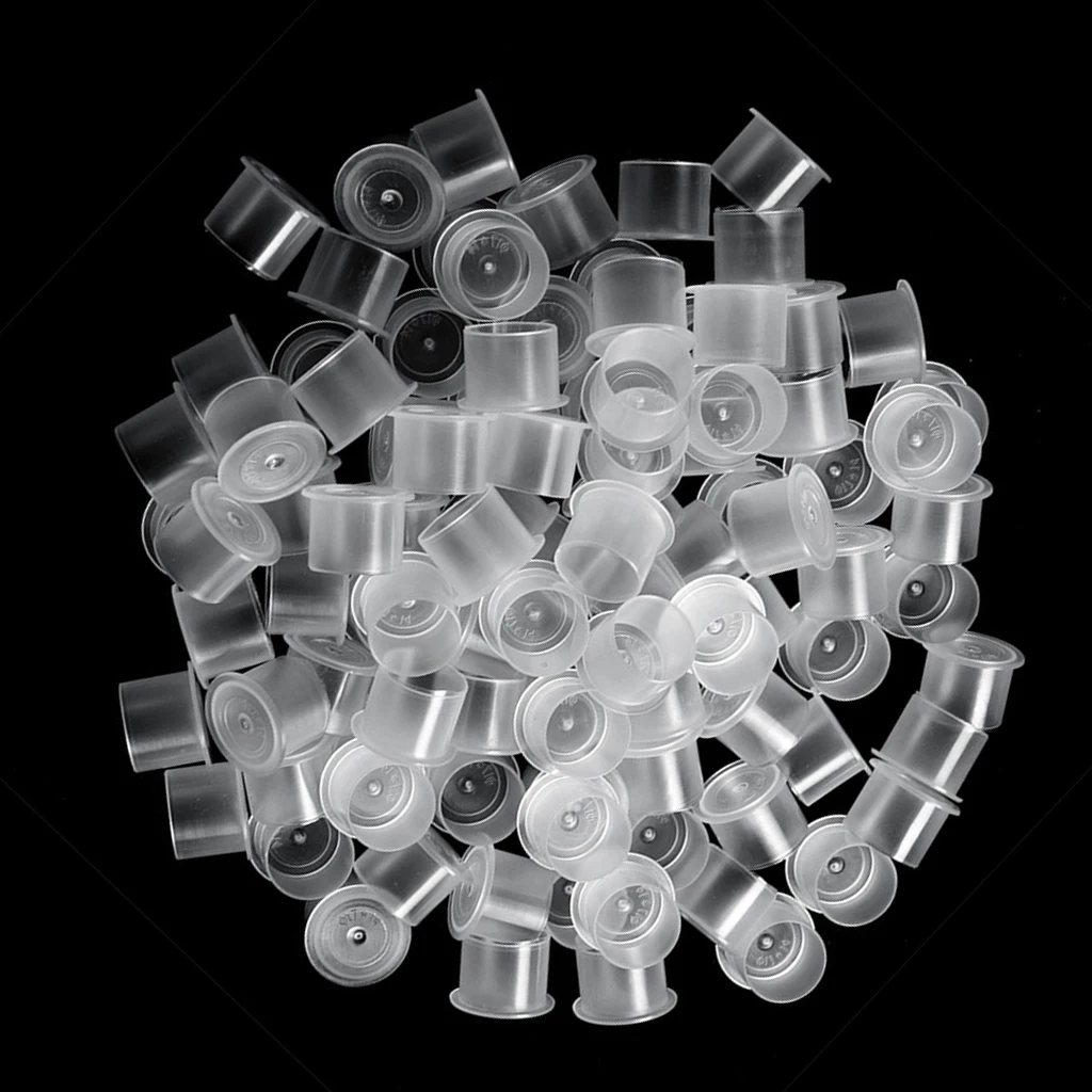 

Пластиковые колпачки с основанием для татуировки, пигментные чернила 15 мм, 100 шт.