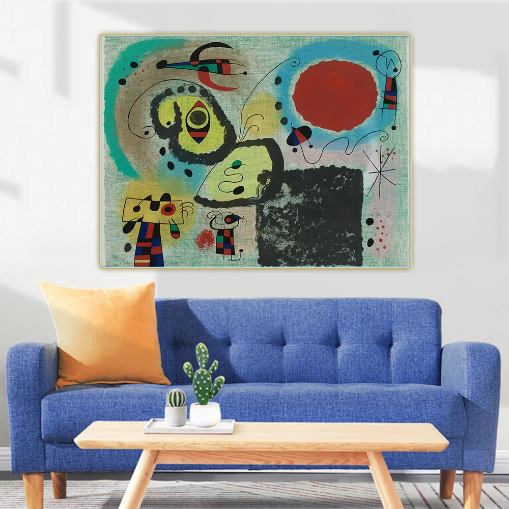

Holover Canvas Oil Painting Joan Miro"Centennial For Mourlot"Surrealism Aesthetic Poster Backdrop Wall Art Home Room Decoration