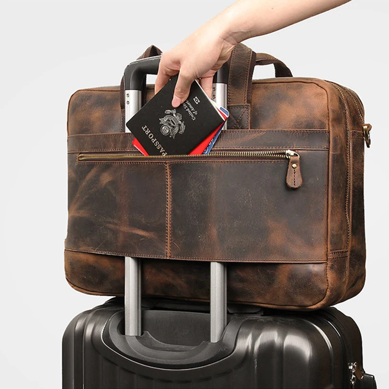 Большой мужской портфель из натуральной кожи мужская деловая сумка-тоут для