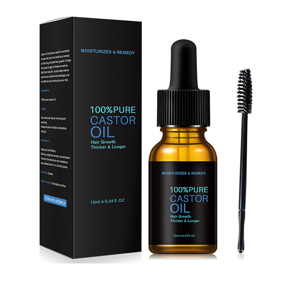 100% касторовое масло для ресниц питательное эфирное с кистью стимулирует рост