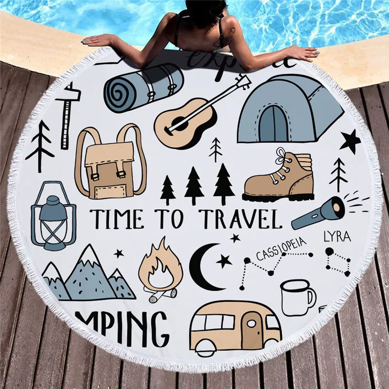 Пляжное полотенце с кисточками и рисунком для кемпинга Тапочки изображением