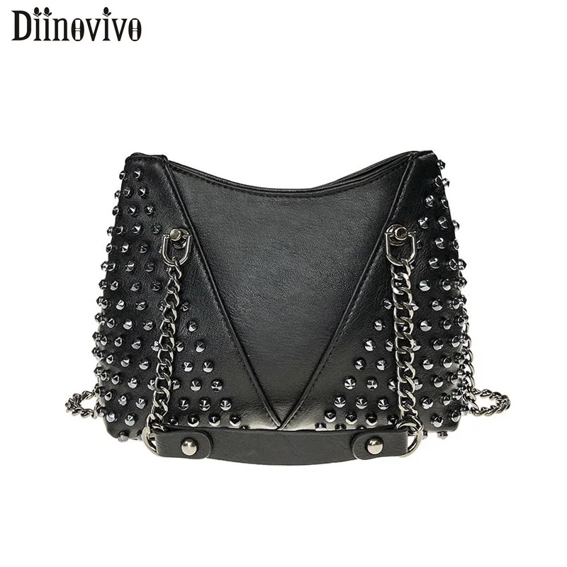DIINOVIVO Rock Rivet сумка на плечо женские маленькие сумки для женщин сумки в стиле панк кожаная женская сумка-мессенджер кошельки WHDV1214