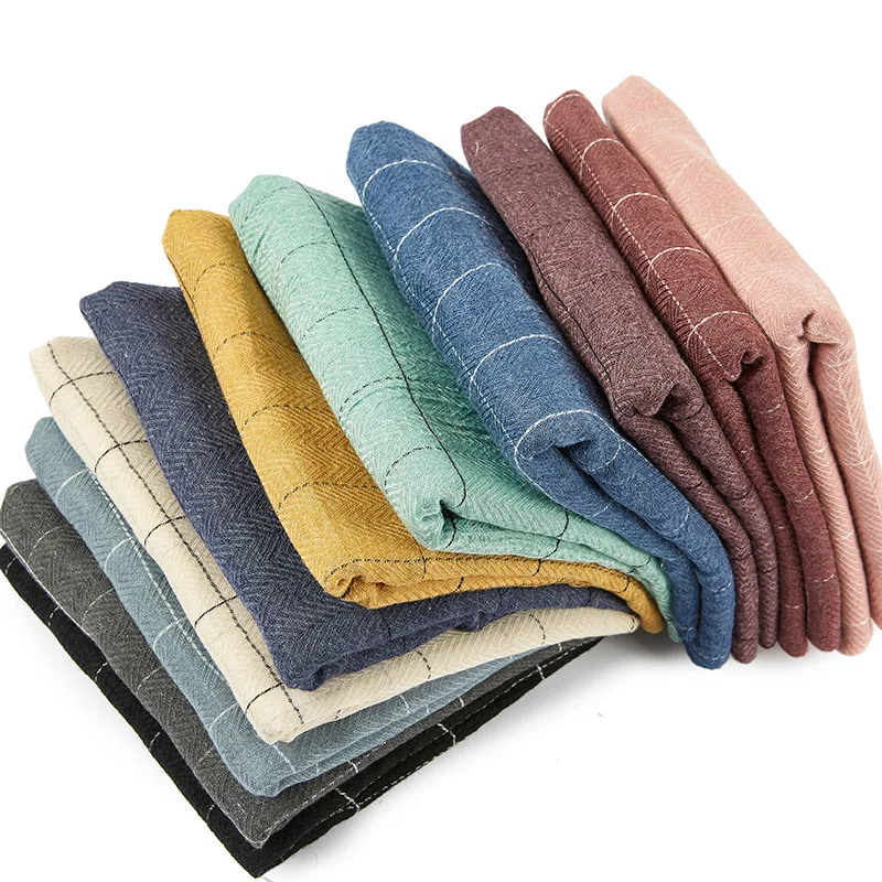 Клетчатый хлопковый и льняной шарф в полоску искусство маленький свежий