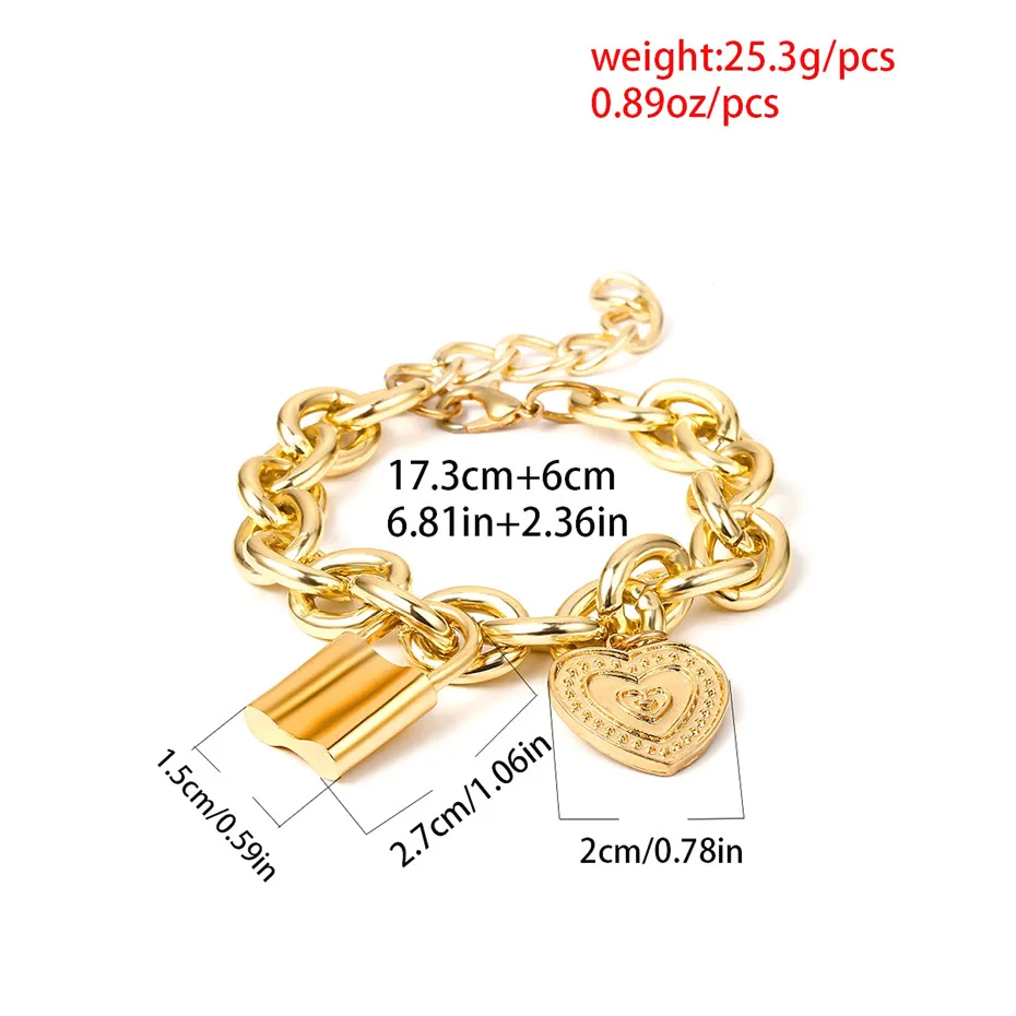 Браслет цепочка Ingemark в стиле панк с подвеской виде замка влюбленного модные