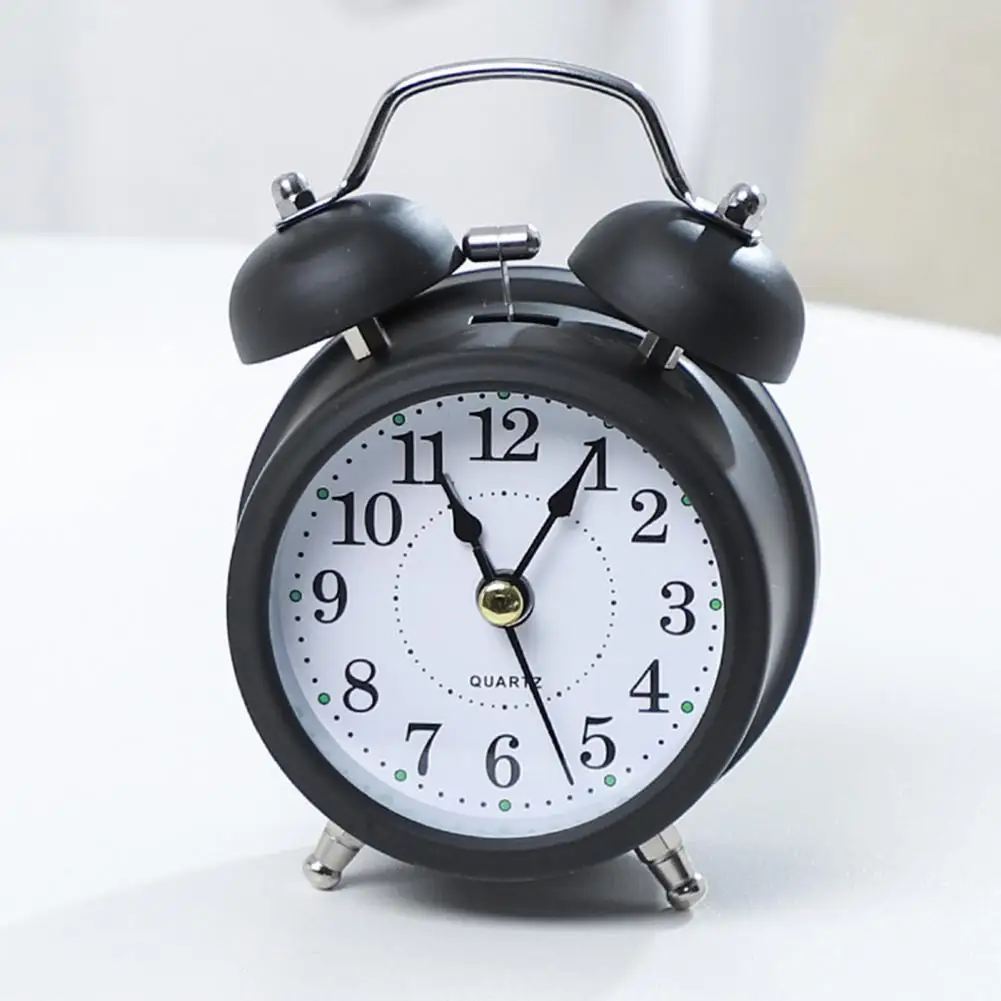 

New Alarm Clock Twin Bell Silent Movement Metal Heavy Sleepers Table Clock for Home Office