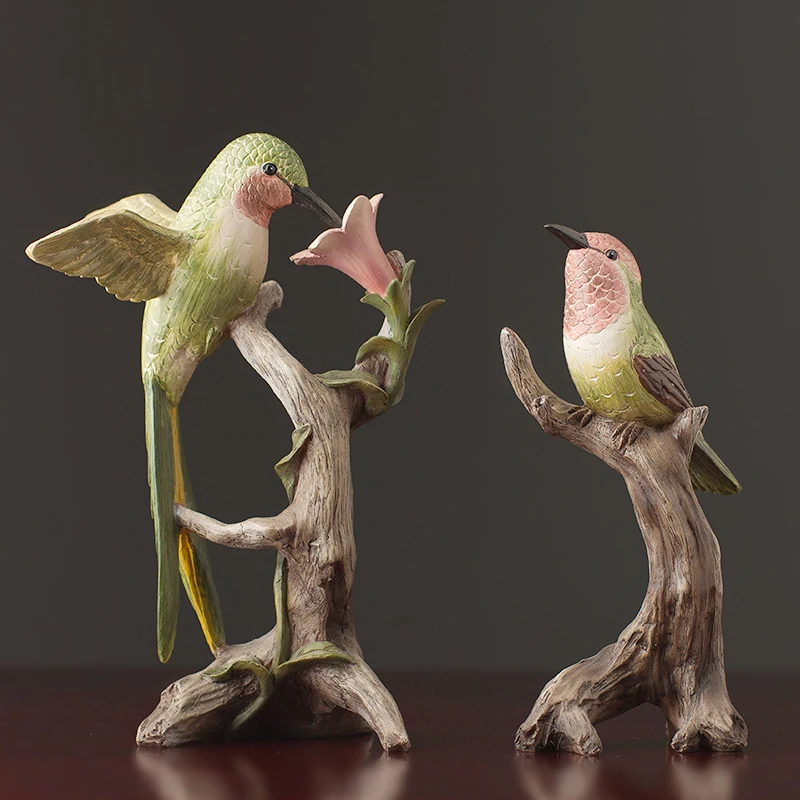

Resin Pastoral Creative Bird Ornament Office Desktop Crafts Retro Living Room Animal Figurines Home Decoration Accessories