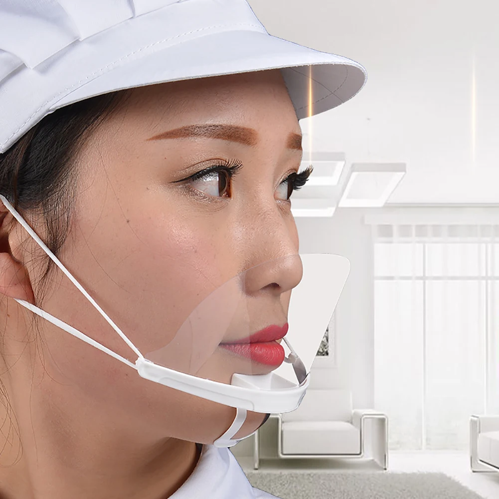 

10 Pcs-60 Pcs Transparent Sanitary Open Mask For Full Face Protection Food Truck Makeup Plastic Work Face Mouth Protective Mask