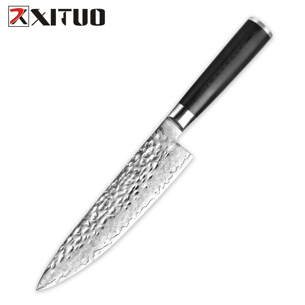 

XITUO 8 Inch Kitchen Chef Knife High Quality Sharp Japanese Damascus vg10 Steel Forged Chef Knife Black G10 Handle Kitchen Tool