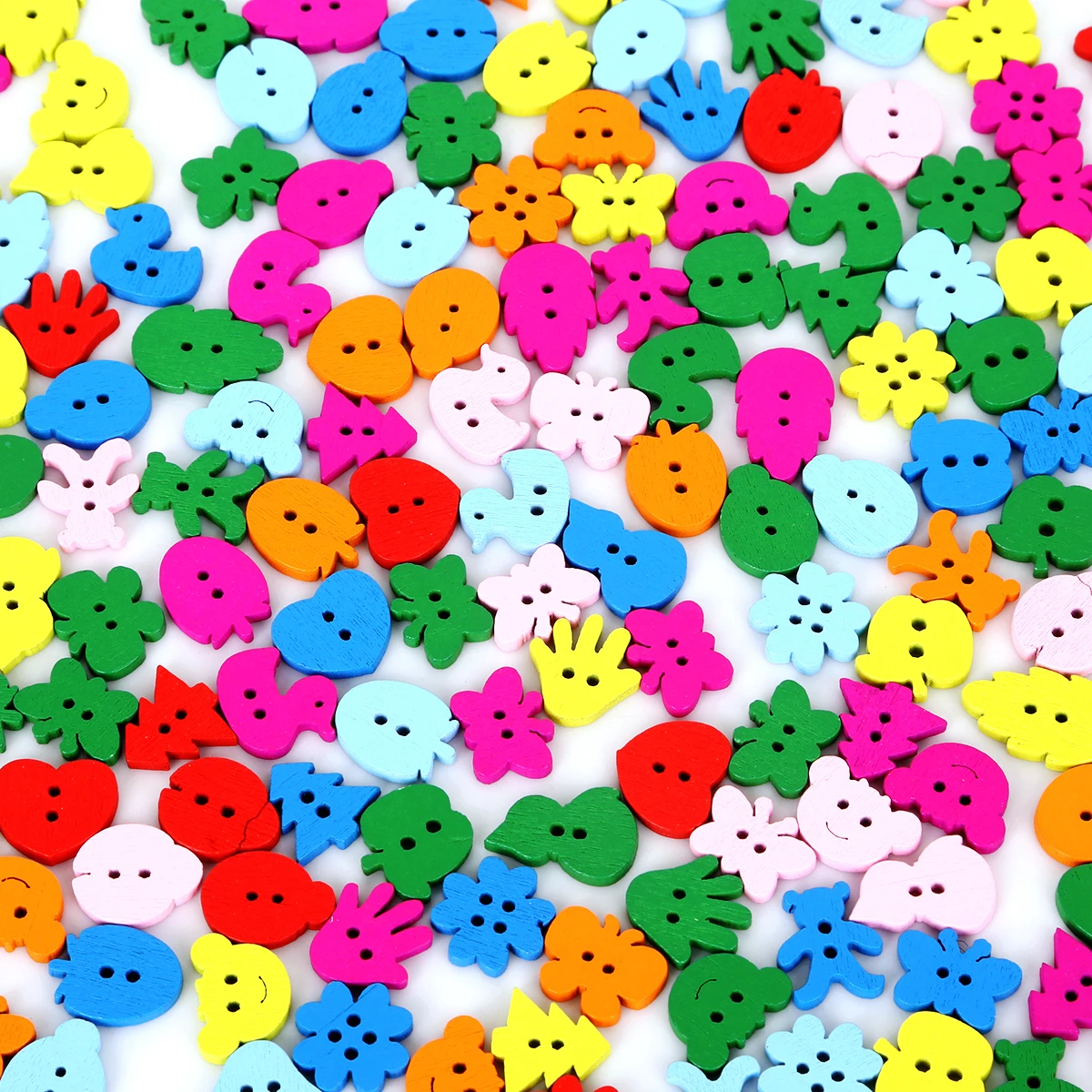 100 шт. деревянные пуговицы с двумя отверстиями в форме