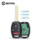 Брелок для автомобильного ключа KEYYOU с 4 кнопками 313,8 МГц для Honda Civic 06-11 Pilot 09-15 Accord 03-12 ID46
