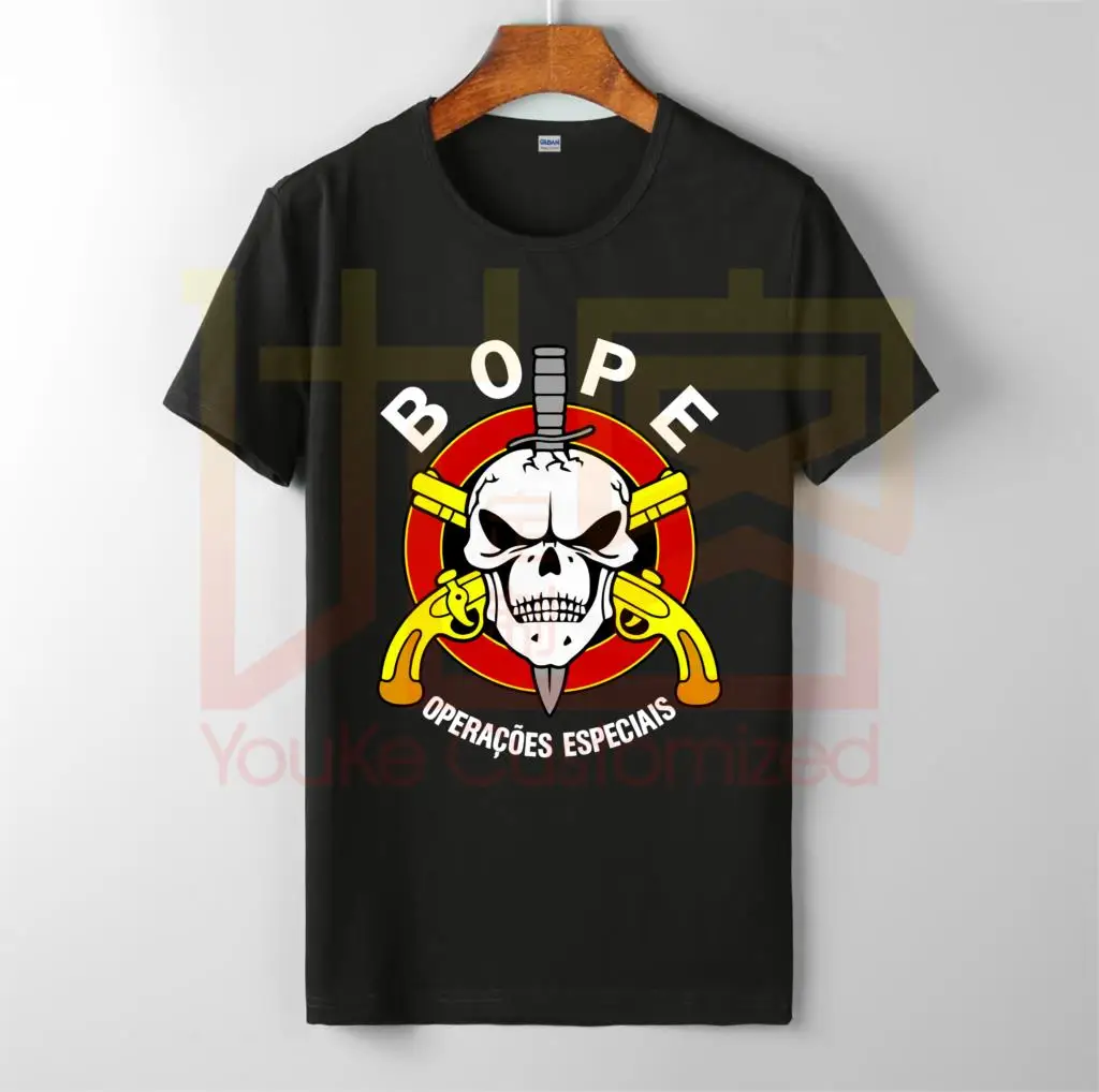 Бразильская футболка bope special police operations мужская хит продаж 100% хлопок с принтом