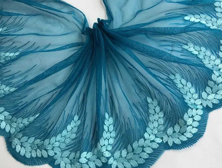 1 Meters Beautiful Royal Blue Series 20cm Width Exquisite Handmade DIY Embroidery Fabric Flower Lace Trim Decoration | Дом и сад