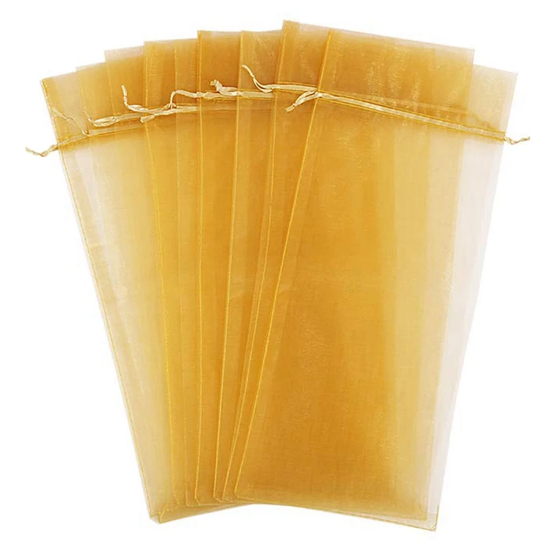 

Packaging Organza Wine Bag, Transparent Mesh Bottle Gift Bag, Wine Cover with Christmas Drawstring Dress (Gold,30Pcs)