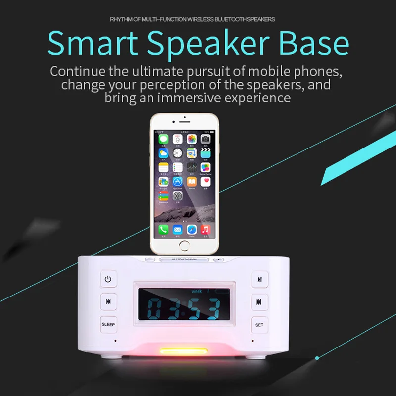 Bluetooth USB зарядная док-станция динамик с расширенным NFC FM радио Будильник для Iphone 6 7 8 X для samsung huawei Xiaomi