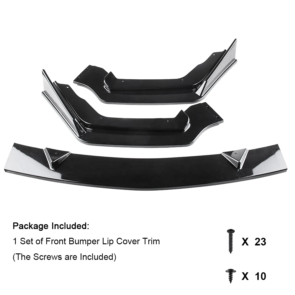 3 шт передний бампер яркий черный PP подбородок спойлер разветвители защита