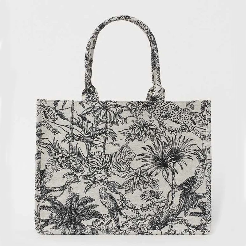 

Сумка-тоут женская, из ткани, с жаккардовой вышивкой