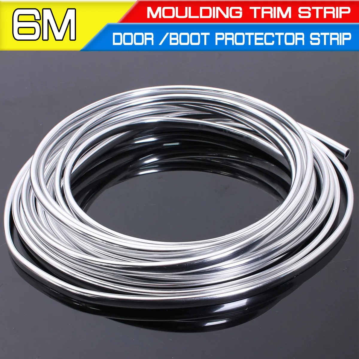 

Cover Strip Roll Chrome Styling Moulding Trim Strip 6M Car Door Chrome Moulding Trim Strip Edge Scratch Guard Protector
