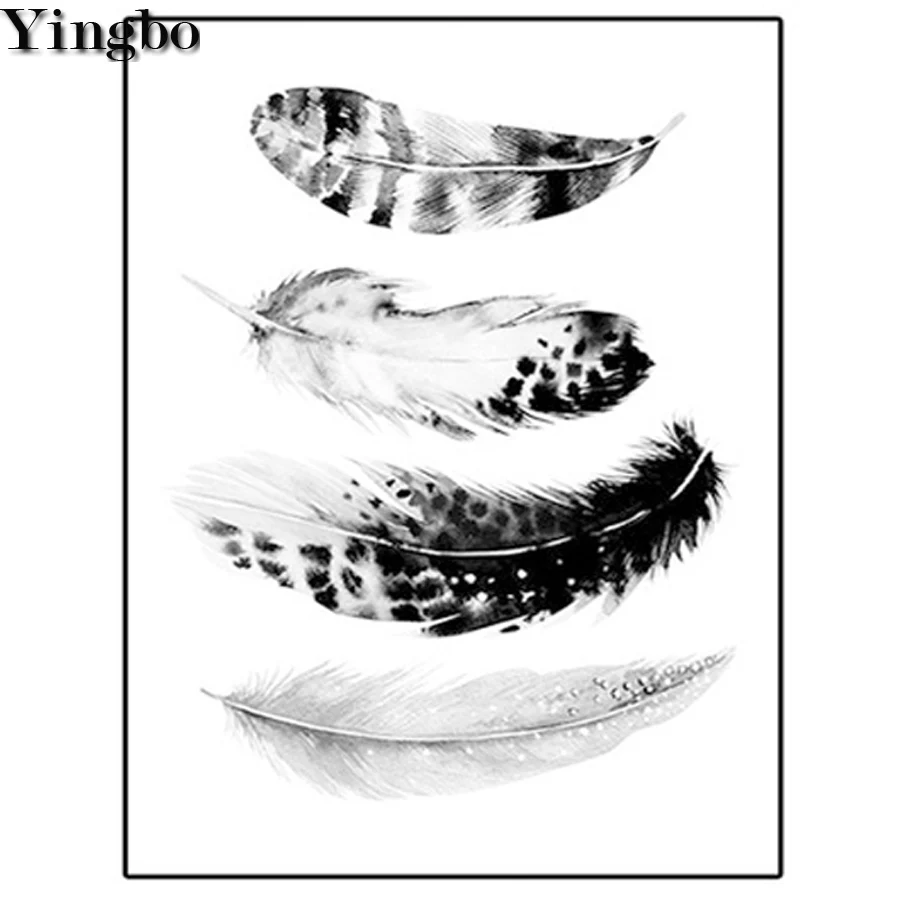 Черно-белая Алмазная картина 5d сделай сам с перьями квадратная круглая дрель