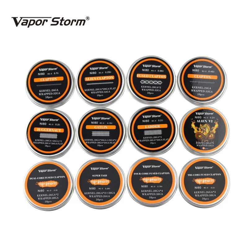 NI80 нихромовая катушка Vapor Storm высокая плотность Alien V2 Juggernaut Предварительно Построенная RDA нагревательная катушка для электронной сигареты RDA RBA RDTA