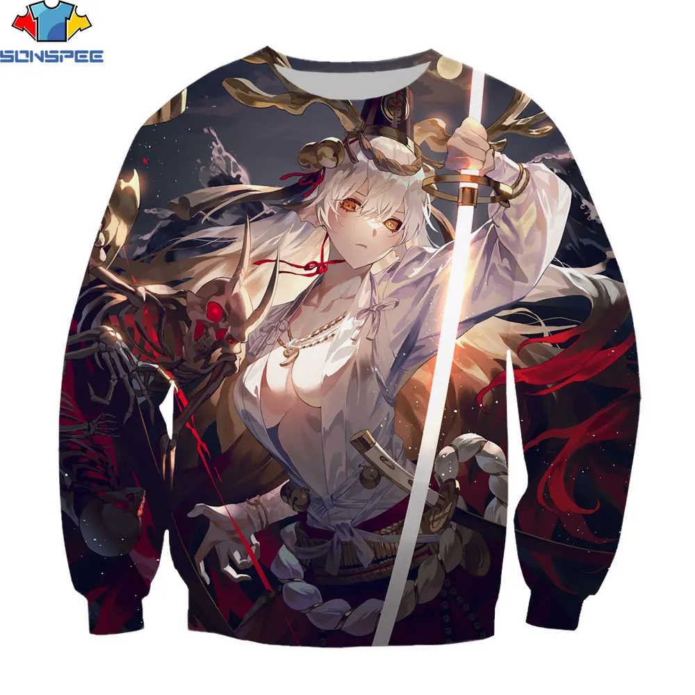 

SONSPEE 3D Anime Sexy Girls Onmyoji Japan Culture Game Print Without Cap Sweatshirt Men Woman Round Neck Cute Trend Fashion Tops