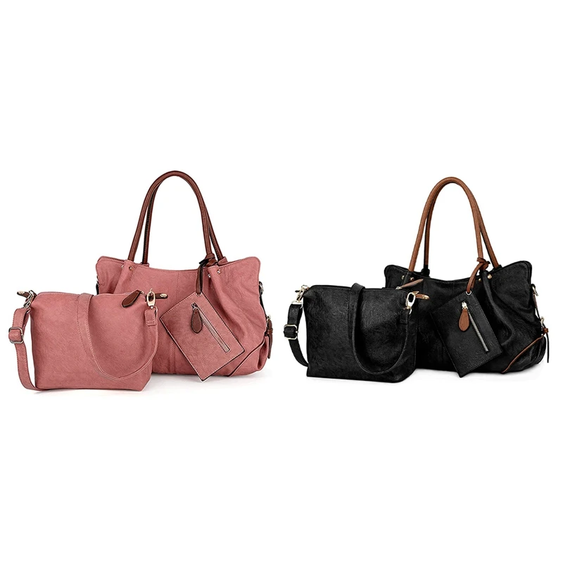 

Women Handbag Set 3 Pieces Bag Soft Leather Shoulder Tote Bags Small Shoulder Purse Bags Wallet Strap