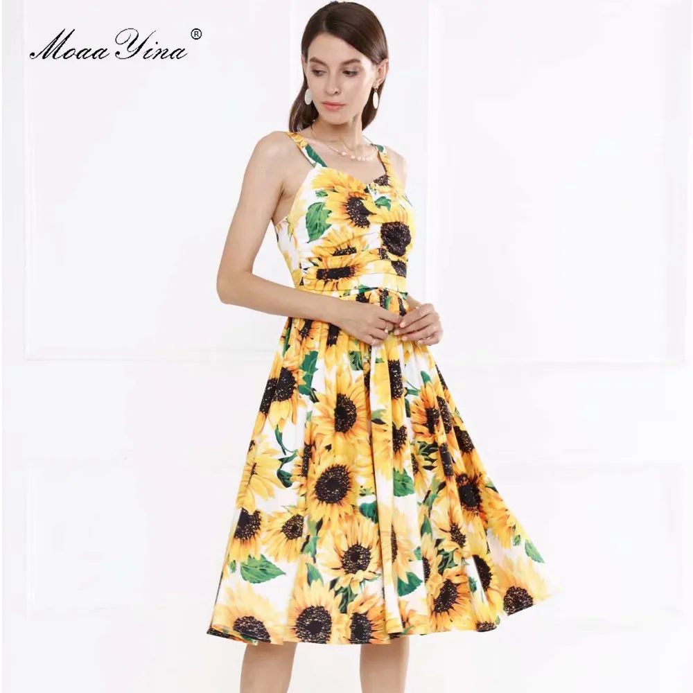Модельное дизайнерское платье MoaaYina летнее женское на бретельках с открытой