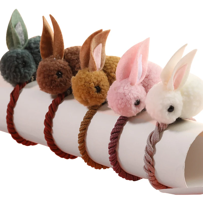

Cute Rabbit Elastic Hair Bands Fashion Plush Hair Clips Barrettes For Girls Baby Girl Cartoon Rabbit Kids Hair Jewelry Gifts