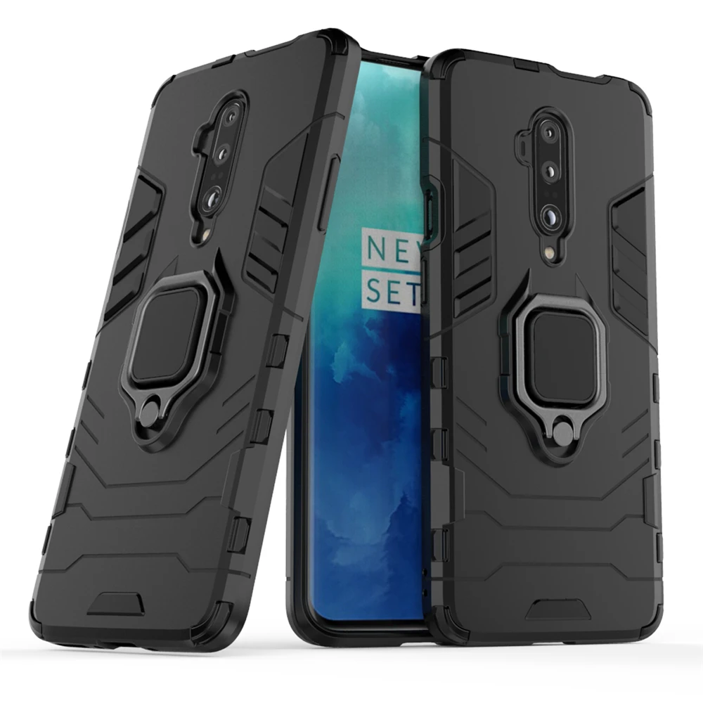 Ring Holder Armor Phone Case For Oneplus 7T Pro Soft TPU Border Hard PC Cover On 7 6T Car Magnetic Shockproof Coque Fundas |