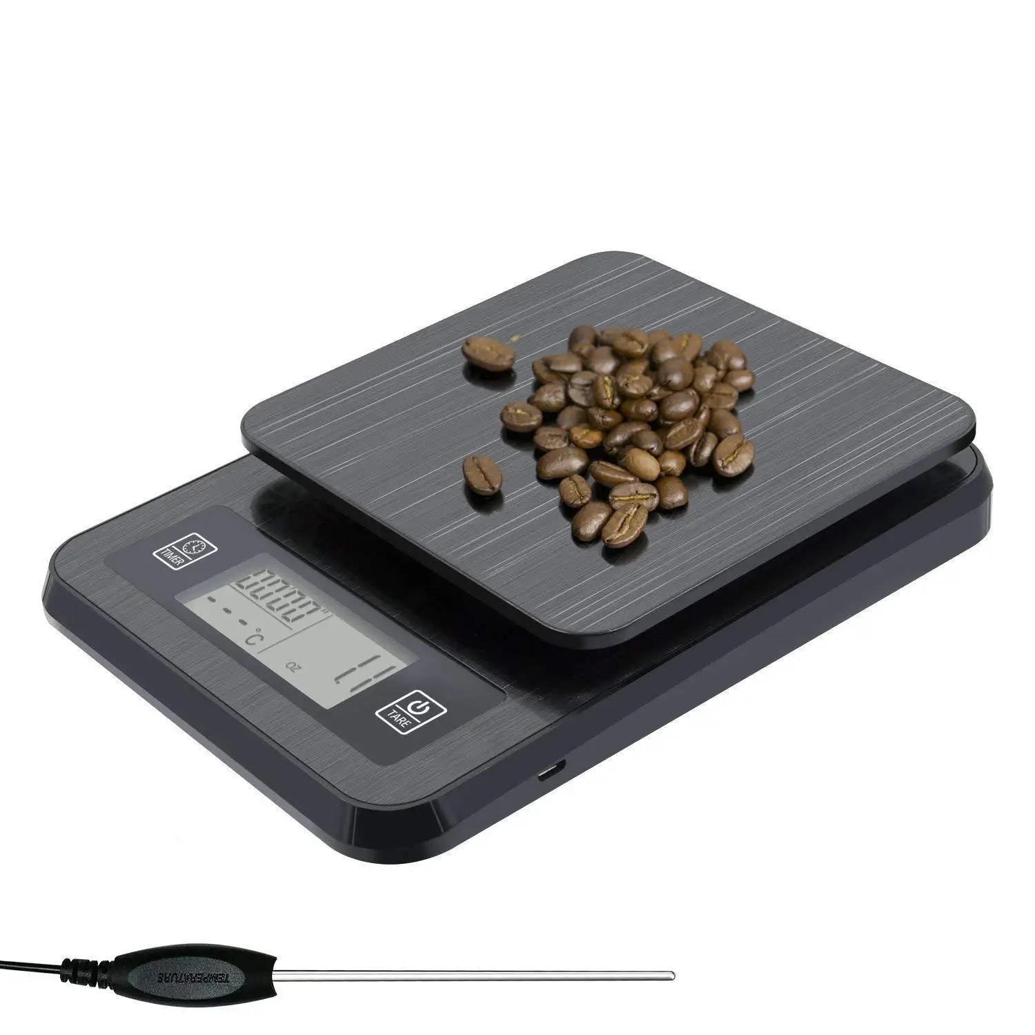 USB charging Intelligent Coffee scale Precision with timing function probe Kitchen scale High Precision 0.1G Electronic weighing
