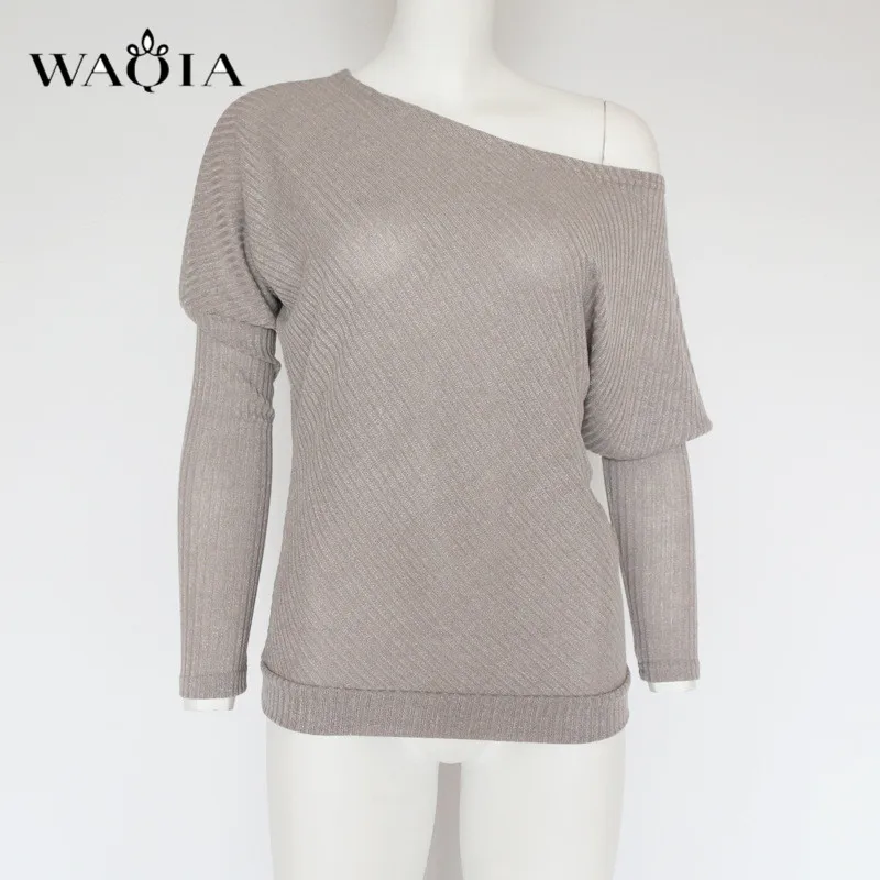 Женский трикотажный свитер сексуальный пуловер с рукавами летучая мышь джемпер