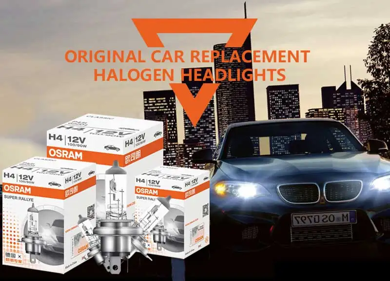 OSRAM оригинальное качество H4 9003 3200K 12V 100/90W 62204 P43t супер Rallye внедорожный автомобильный головной светильник авто галогенная противотуманная лампа больше
