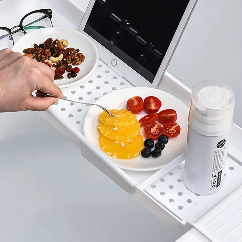 bathtub tray storage rack shelf tub multi function towel organizer retractable bath shelf in the bathroom bathtub accessories free global shipping