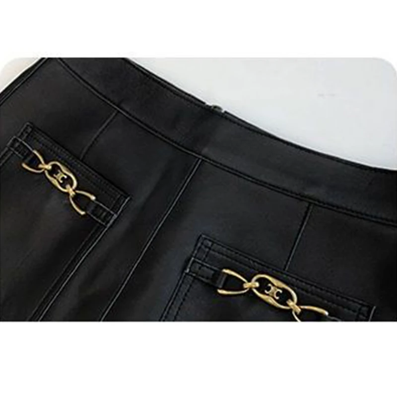 Fitaylor New Autumn Winter Women Fashion Slim High Waist PU Mini Skirts Casual A-line Solid Color Black Faux Leather | Женская одежда